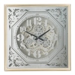 Artekko Clock Τετράγωνο Μεταλλικό Ρολόι Τοίχου με Μηχανισμό και Καθρέπτη με Χρυσές και Ασημί Λεπτομέρειες (60x8x60)cm