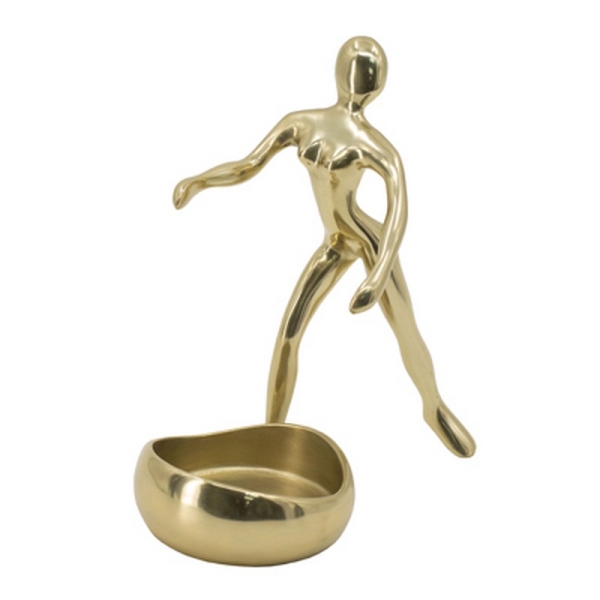 Artekko Figurine Διακοσμητική Θήκη για Μπουκάλι με Φιγούρα Μεταλλικό Χρυσό (10x18x21.5)cm
