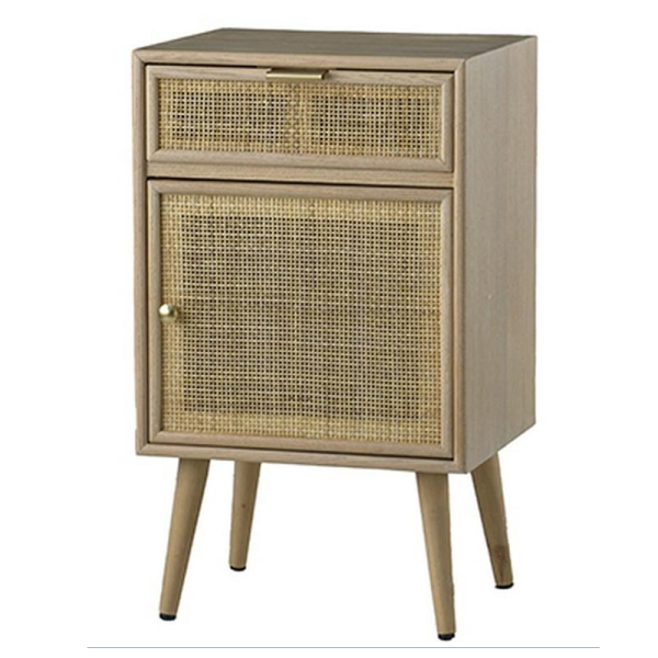 Artekko Cons MDF Κομοδίνο με Ψάθα σε Φυσική Απόχρωση (42x34.5x71)cm