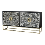 Artekko Sunray MDF Ασπρόμαυρος Μπουφές σε Χρυσή Μεταλλική Βάση με Κοκκάλινη Πρόσοψη (160x40x80)cm