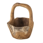 Artekko Woody Διακοσμητικό Μπολ με Λαβή από Ξύλο Teak Φυσική Απόχρωση (22x22x33)cm