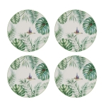 Artekko Tropical Ρηχά Πήλινα Πιάτα με Πράσινα Σχέδια (26.9x26.9x2)cm 4pcs