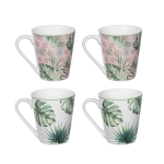 Artekko Tropical Πήλινες Κούπες με Πράσινα Φύλλα (12x8x10)cm 4pcs