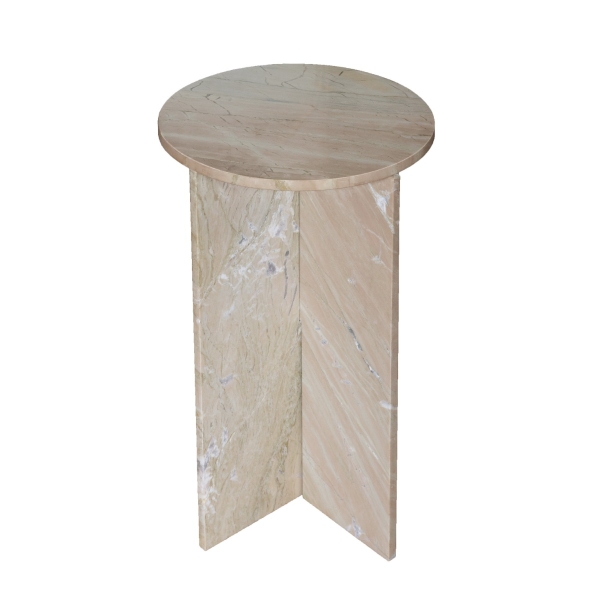 Artekko Taric Μπεζ Μαρμάρινο Βοηθητικό Τραπέζι (38x38x61)cm
