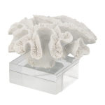 Artekko Coral Διακοσμητικό Κοράλλι σε Βάση Ρητίνη Γυαλί Λευκό (22.9x21.6x16)cm