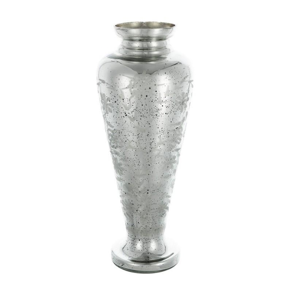 Artekko Silver Γυάλινο Ασημί Αντικέ Διακοσμητικό Βάζο (19x19x50)cm