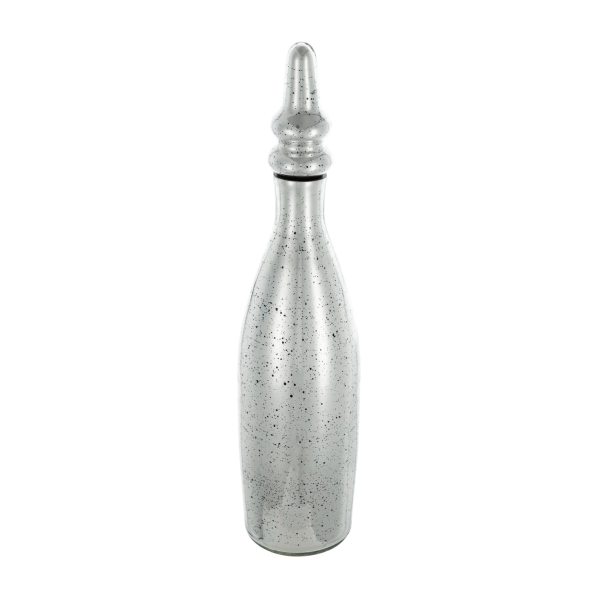 Artekko Silver Γυάλινο Ασημί Αντικέ Διακοσμητικό Βάζο με Πώμα (14x14x53)cm