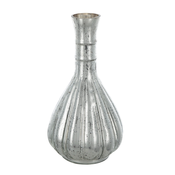 Artekko Silver Γυάλινο Ασημί Αντικέ Διακοσμητικό Βάζο (12.5x12.5x25)cm