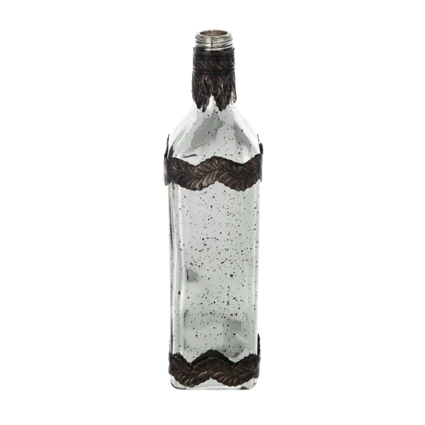 Artekko Silver Γυάλινο Ασημί Αντικέ Διακοσμητικό Βάζο (7.5x7.5x30.5)cm