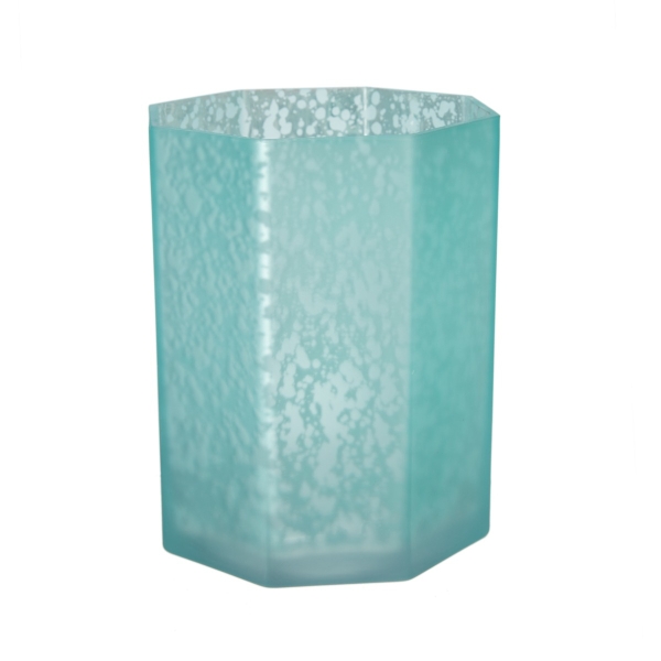 Artekko Frosted Γαλάζιο Γυάλινο Κηροπήγιο (13x13x15)cm