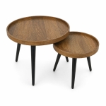 Artekko Attari Καφέ Βοηθητικά Τραπέζια από Ξύλο Teak (60x60x45)cm (45x45x38.5)cm