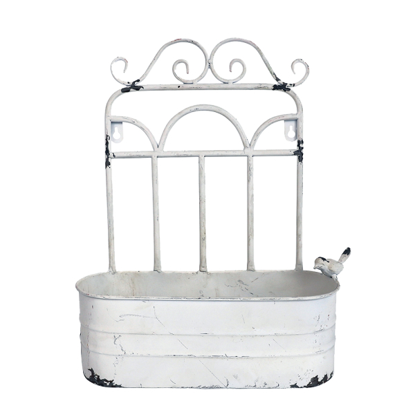 Artekko Planter Μεταλλικό Κασπό Τοίχου σε Λευκή Πατίνα (31x11x39)cm