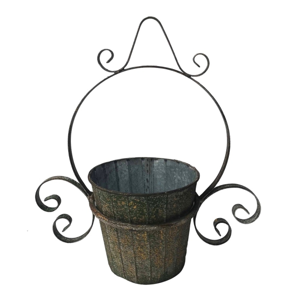 Artekko Planter Πράσινο Μεταλλικό Κρεμαστό Κασπώ (32x16x36)cm