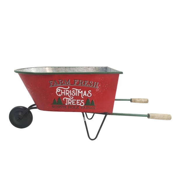 Artekko Xmas Planter Κόκκινο Μεταλλικό Διακοσμητικό Καρότσι (69x25x28)cm