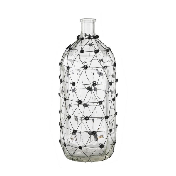 Artekko Clear Διάφανο Γυάλινο Βάζο με Μεταλλικό Πλέγμα (18x18x46)cm