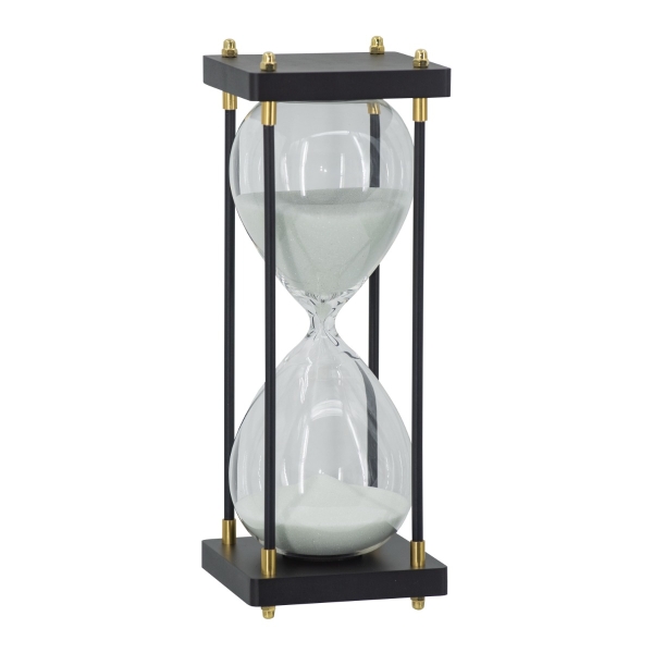 Artekko Hourglass Διακοσμητική Κλεψύδρα σε Μαύρη Βάση με Λευκή Άμμο (11x11x31)cm