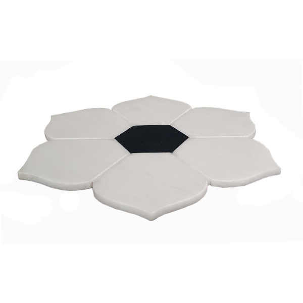 Artekko Marble Ασπρόμαυρος Μαρμάρινος Περιστρεφόμενος Διακοσμητικός Δίσκος Πλατό (40.6x40.6x1.9)cm