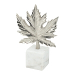Artekko Marble Ασημί Μεταλλικό Διακοσμητικό Γλυπτό Φύλλου σε Λευκή Μαρμάρινη Βάση (17.8x7.6x26.7)cm