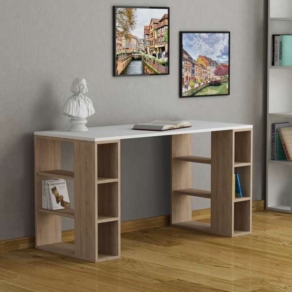 Artekko Elex MDF Γραφείο με Ράφια (140x60x75)cm
