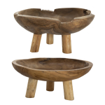 Artekko Woody Καφέ Διακοσμητικά Μπολ από Ξύλο Teak (30x30x15)cm 2pcs