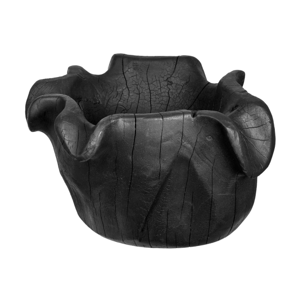 Artekko Woody Μαύρο Διακοσμητικό Μπολ από Ξύλο Teak (35x30x20)cm