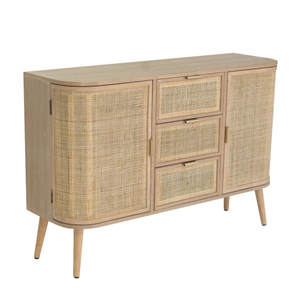 Artekko Cons MDF Μπουφές με Ψάθα σε Φυσική Απόχρωση (119x40x81)cm