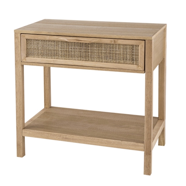 Artekko Cons MDF Κομοδίνο με Ψάθα σε Φυσική Απόχρωση (55x30x55)cm
