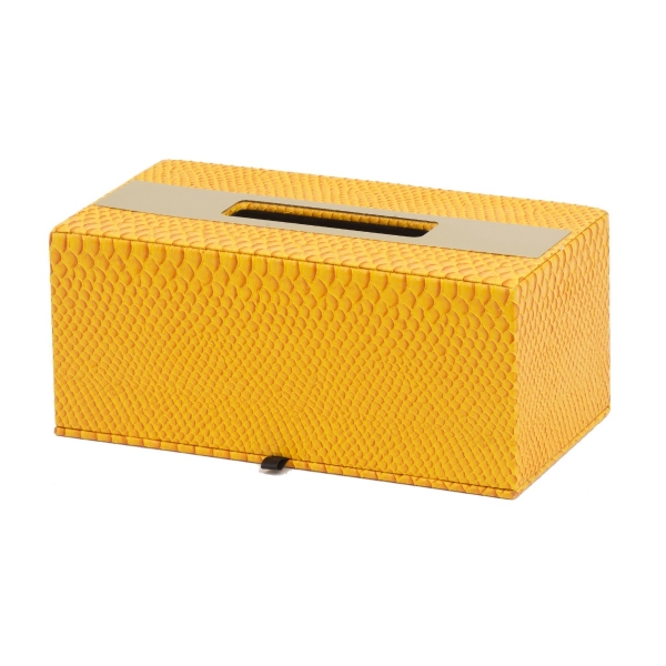 Artekko Lisa Κίτρινη Θήκη για Χαρτομάντηλα MDF με Τεχνόδερμα (27x14x12)cm