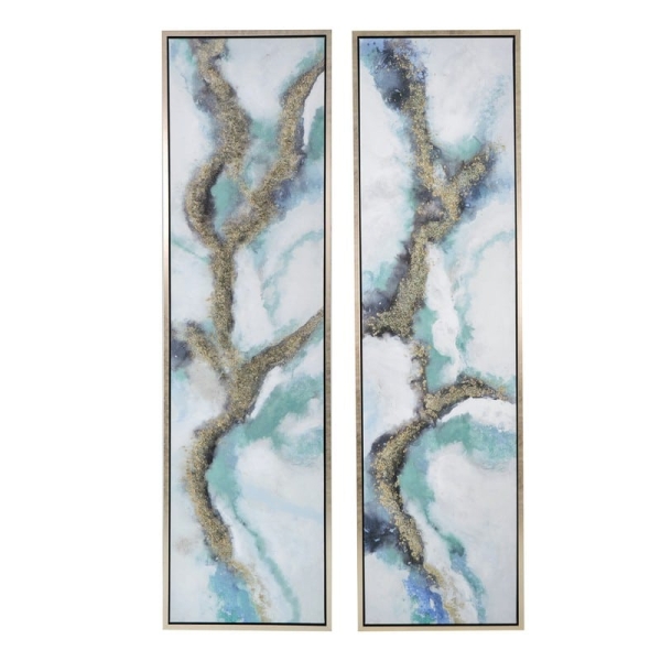 Artekko Glitter Πολύχρωμοι Πίνακες με Καμβά σε Κορνίζα (50x3.7x180)cm 2pcs