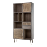 Artekko Cons Καφέ MDF Μπουφές με Ψάθα (90x37x189)cm