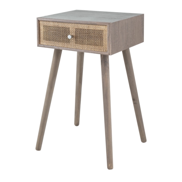 Artekko Cons MDF Κομοδίνο με Ψάθα σε Φυσική Απόχρωση (40x37x70)cm
