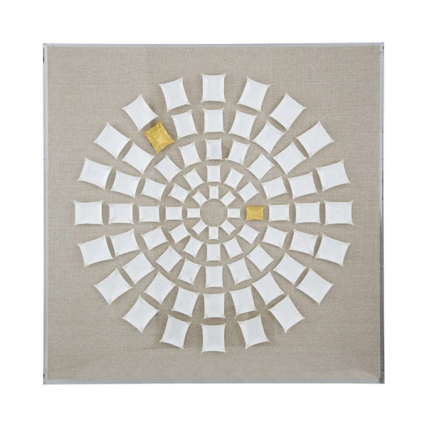 Artekko Mosaic Μπεζ Διακοσμητικός Πίνακας με Λευκή Χάρτινη Τεχνοτροπία σε Plexiglass Κορνίζα (90x5x90)cm