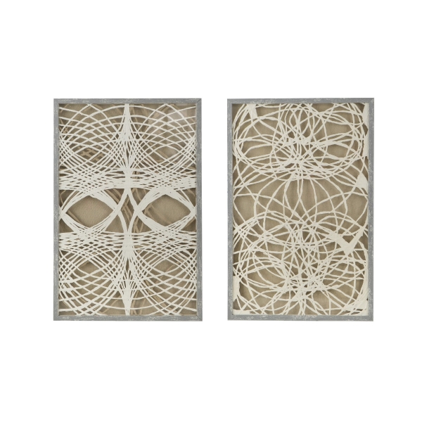 Artekko Mosaic Μπεζ Πίνακες με Χάρτινη Τεχνοτροπία σε Κορνίζα (60x90x3)cm 2pcs