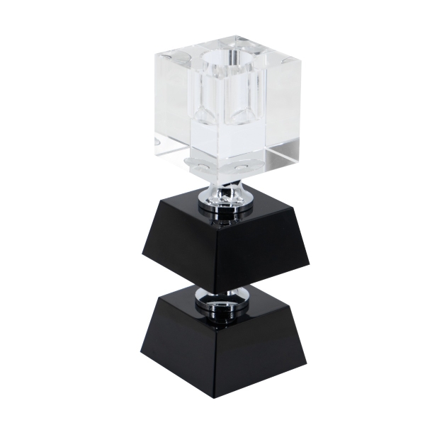 Artekko Taper Κηροπήγιο Γυαλί Διάφανο Μαύρο (6x6x15)cm