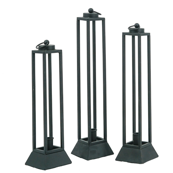 Artekko Lantern Μαύρα Μεταλλικά Κηροπήγια για Κερί Σπαρματσέτα (10x10x48)cm 3pcs