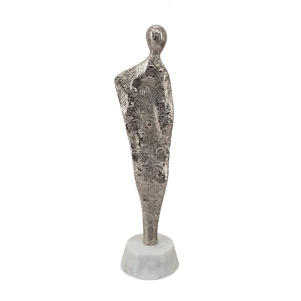 Artekko Figurine Ασημί Μεταλλικό Επιτραπέζιο Διακοσμητικό Γλυπτό με Φιγούρα (8.9x7.6x30.5)cm