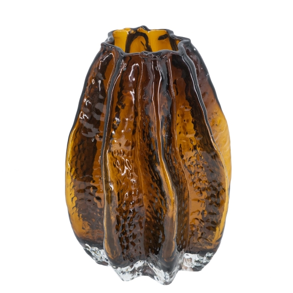 Artekko Briar Amber Καφέ Γυάλινο Βάζο (14x14x21)cm