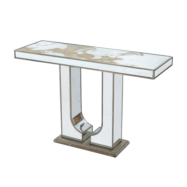 Artekko Galio Κονσόλα MDF με Καθρέπτη και Χρυσές Λεπτομέρειες (120x40x79)cm