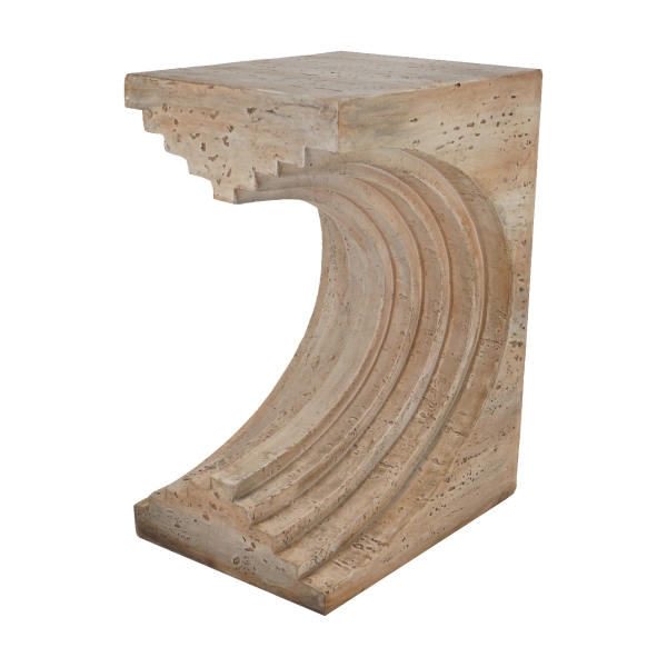Artekko Arched Μπεζ Βοηθητικό Τραπέζι από Μαγνήσιο (41.5x31x57.5)cm