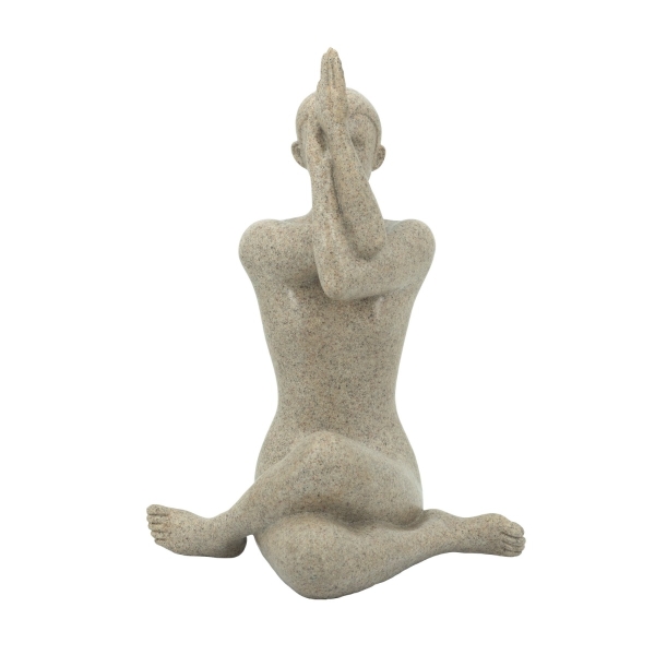 Artekko Yoga Figurine Μπεζ Επιτραπέζιο Διακοσμητικό Ρητίνης με Γυναικεία Φιγούρα (17.7x13.5x24.5)cm
