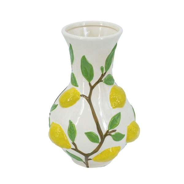 Artekko Lemon Εκρού Κεραμικό Βάζο με Λεμόνια (22.7x22.7x34.5)cm
