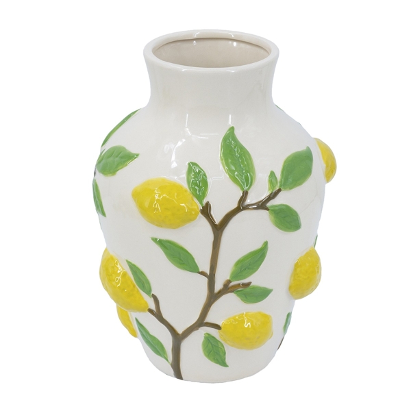 Artekko Lemon Εκρού Κεραμικό Βάζο με Λεμόνια (22.8x22.8x32)cm