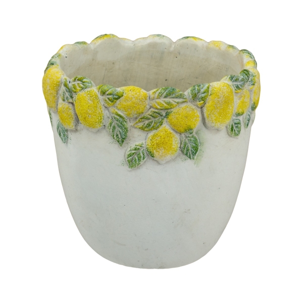 Artekko Lemon Εκρού Τσιμεντένιο Βάζο με Λεμόνια (19.5x19.5x19)cm