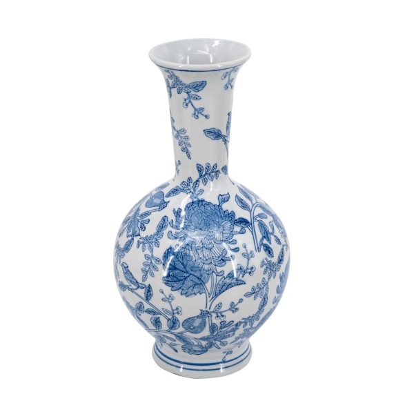 Artekko Melania Βάζο από Πορσελάνη σε Άσπρο και Μπλε (19.5x19.5x36)cm