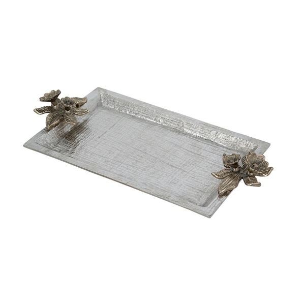 Artekko Branch Ασημί Μεταλλικός Δίσκος (47x24.8x6.4)cm