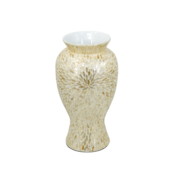 Artekko Ivory Εκρού Βάζο από Μπαμπού και Capiz (28x28x50)cm