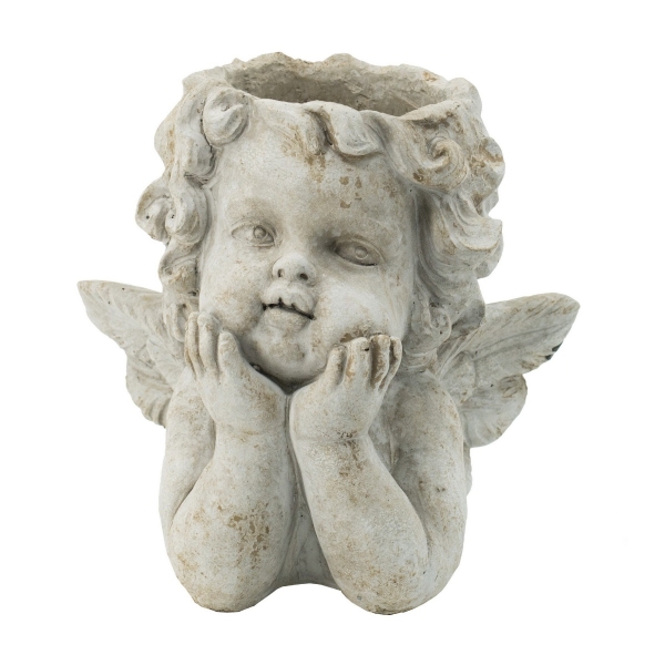 Artekko Cement Γκρι Τσιμεντένιο Κασπώ με Αγγελάκι (20x16x20)cm