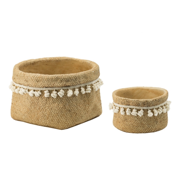 Artekko Knitt Μπεζ Τσιμεντένια Κασπώ (31x31x18.5)cm 2pcs