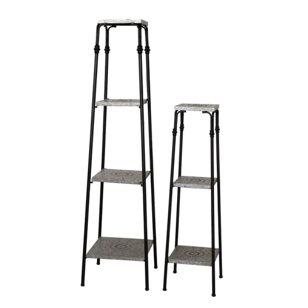 Artekko Seep Βιλιοθήκη Ραφιέρα Μέταλλο Μαύρο Γκρι (37x37x146)cm Σετ/2