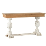 Artekko Console Κονσόλα από Ξύλο Ελάτης σε Λευκή και Φυσική Απόχρωση (150x45x82)cm